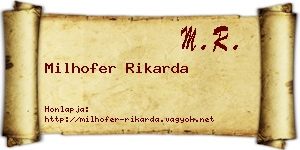 Milhofer Rikarda névjegykártya